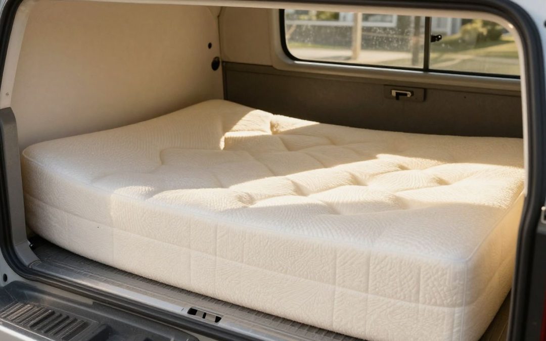Foam mattress in a truck cab