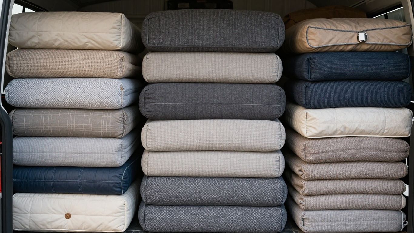 Various truck mattresses in different sizes and thicknesses.